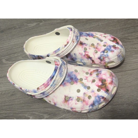 Crocs Unisex Classic Tie-Dye Clogs Men’s 13 Colorful Comfortable Slip-On‎ Shoes - Picture 1 of 6